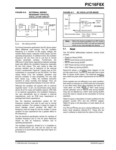 PIC16F8X, 18-Pin FLASH/EEPROM 8-Bit MCU Data Sheet - Microchip