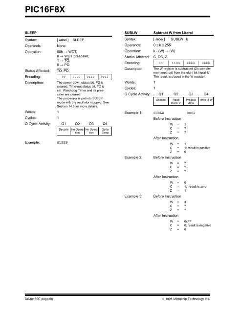 PIC16F8X, 18-Pin FLASH/EEPROM 8-Bit MCU Data Sheet - Microchip