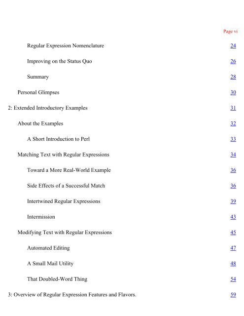 Mastering Regular Expressions - Table of Contents
