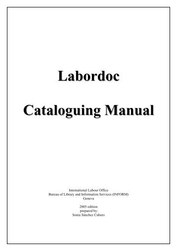 Labordoc Cataloguing Manual - International Labour Organization