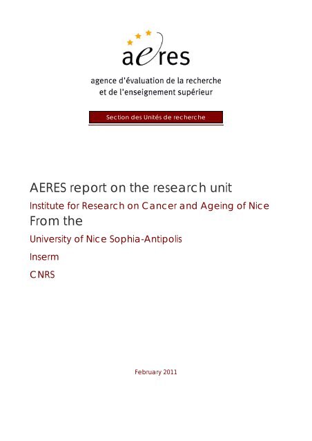 Institute for Research on Cancer and Ageing of Nice - Aeres