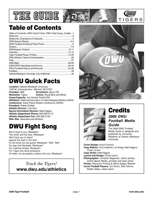 2009 DWU Football Media Guide). - of College Football Games