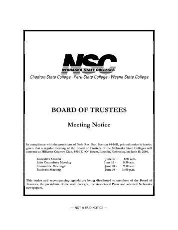 BOARD OF TRUSTEES Meeting Notice - Nebraska State College ...