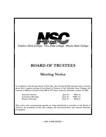 BOARD OF TRUSTEES Meeting Notice - Nebraska State College ...
