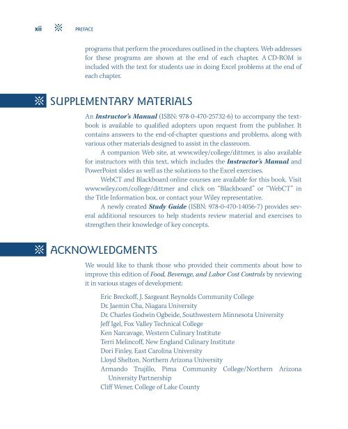 PRINCIPLES OF FOOD, BEVERAGE, AND LABOR COST CONTROLS