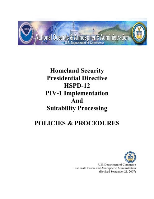 Homeland Security Presidential Directive HSPD-12 PIV-1 - NOAA 
