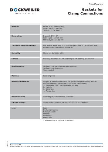 Gaskets for Clamp Connections - Dockweiler