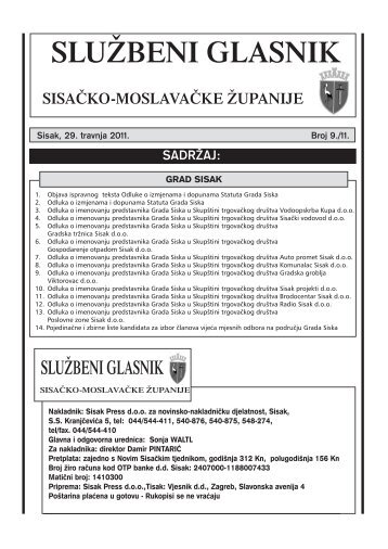 službeni glasnik sisačko-moslavačke županije - Grad Sisak