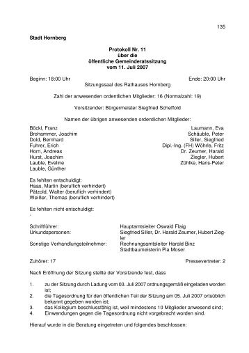 Protokoll 11 vom 11.07.2007 - Hornberg