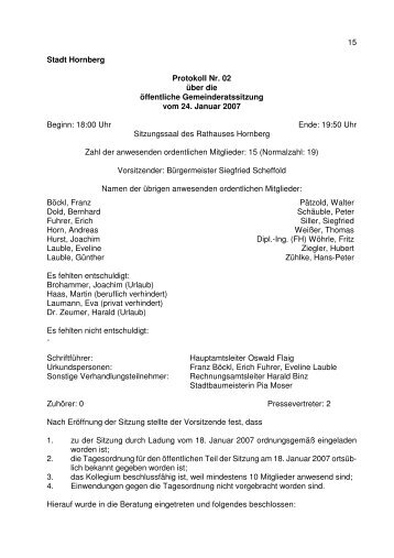 Protokoll 02 vom 24.01.2007 - Hornberg