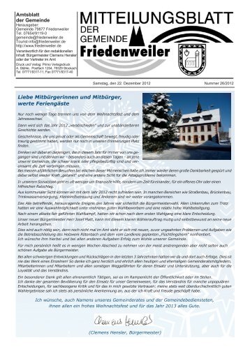 Amtsblatt vom 22.12.2012 - Friedenweiler