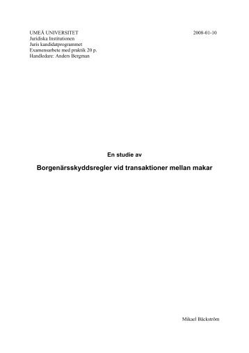 Borgenärsskyddsregler vid transaktioner mellan makar - Juridiska ...