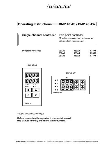 Operating Instructions DMP 48 AS / DMP 48 AW - Dold GmbH