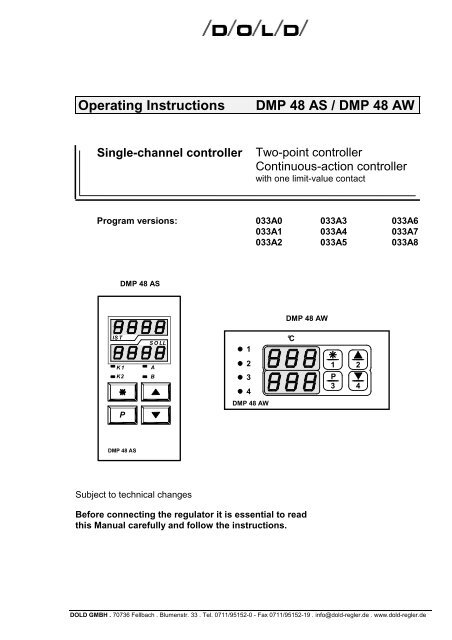 Operating Instructions DMP 48 AS / DMP 48 AW - Dold GmbH