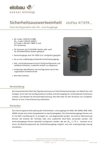 Sicherheitsauswerteeinheit eloFlex 471EFR... - Elobau