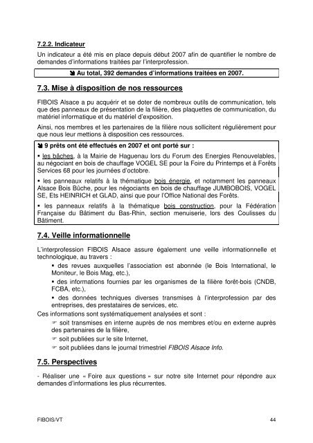 Rapport d'activités 2007 - FIBOIS Alsace