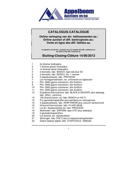 CATALOGUS-CATALOGUE Sluiting-Closing-Clôture 14/06/2012