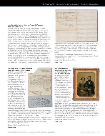 THE CIvIL WAR | Autographs & Manuscripts ... - Cowan's Auctions