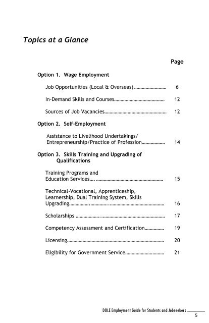 Employment Guide for Students and Jobseekers - DOLE