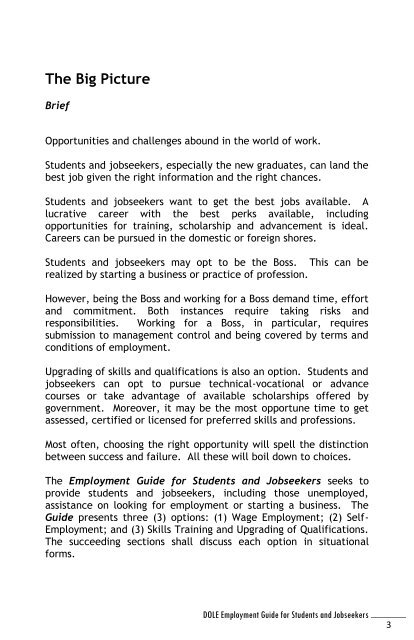 Employment Guide for Students and Jobseekers - DOLE