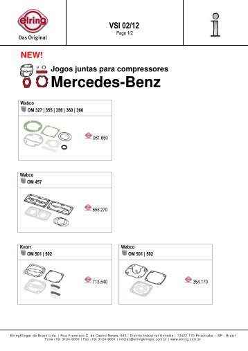 Jogos juntas para compressores Mercedes-Benz - Elring