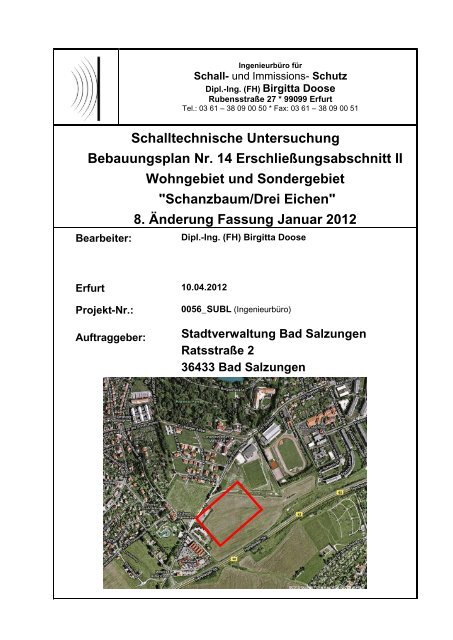 Schalltechnische Untersuchung Bebauungsplan Nr. 14 ...