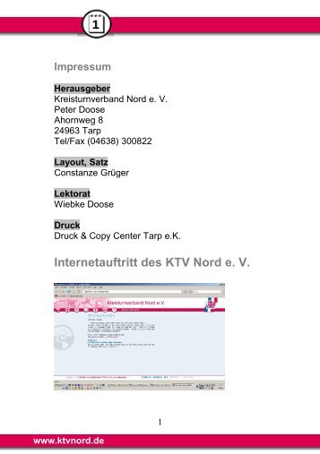 Internetauftritt des KTV Nord e. V. - Kreisturnverband Nord e. V.