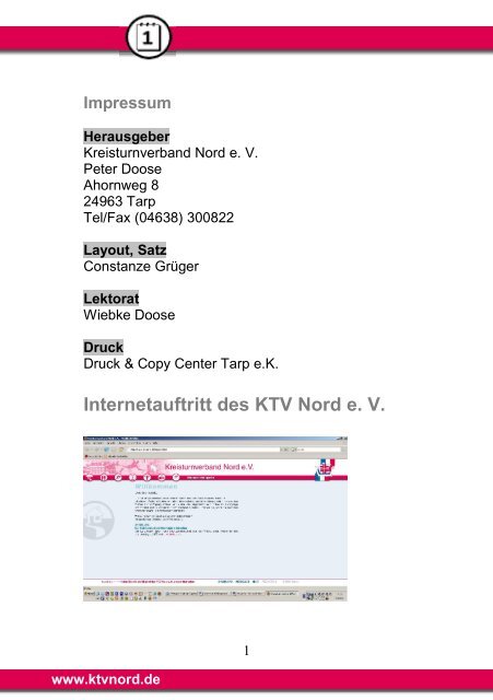 Internetauftritt des KTV Nord e. V. - Kreisturnverband Nord e. V.