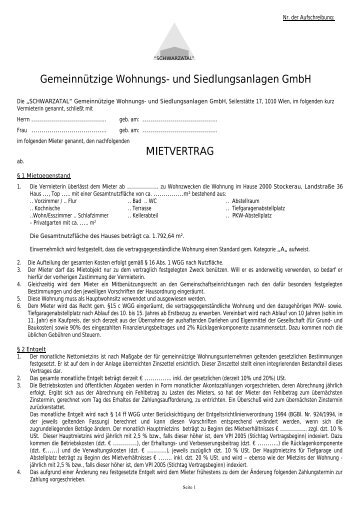 Mietvertrag Wohnung - Schwarzatal - Gemeinnützige Wohnungs