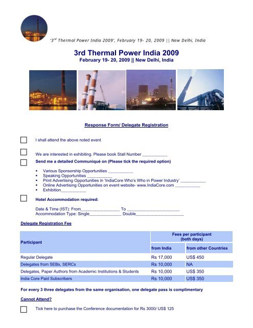 3rd Thermal Power India 2009 - India Core