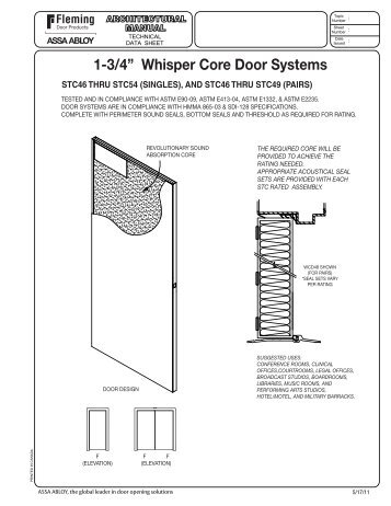 1-3/4” Whisper Core Door Systems - ASSA ABLOY