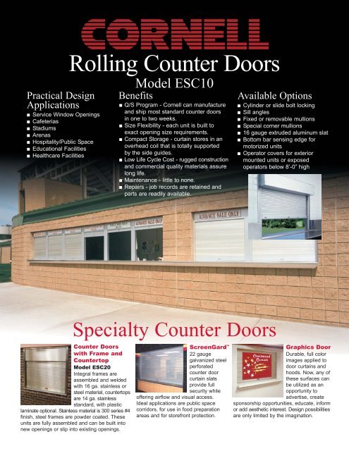 Counter Door Data Sheet 7 04.qxd - Cornell Iron Works, Inc.