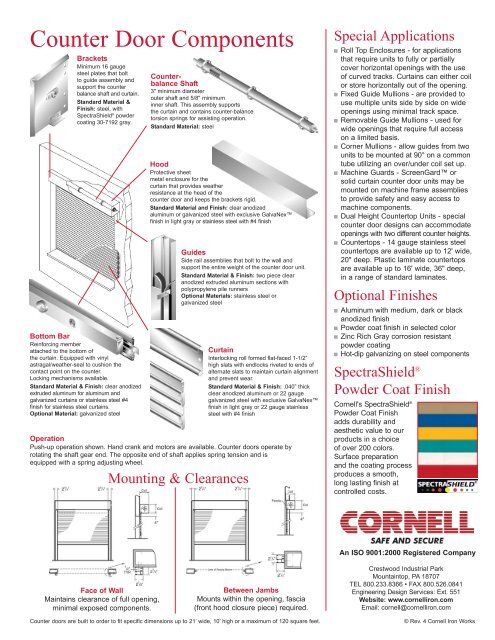 Counter Door Data Sheet 7 04.qxd - Cornell Iron Works, Inc.