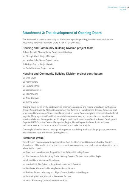 Opening Doors – Framework - ACSO