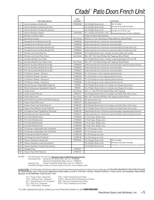 Peachtree Window Size Chart