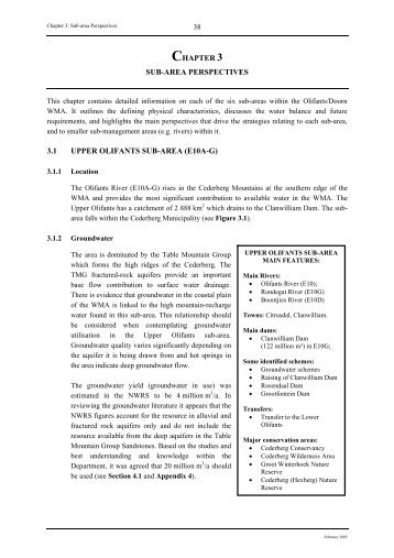 Olifants/Doorn WMA: Internal Strategic Perspective, February 2005 ...