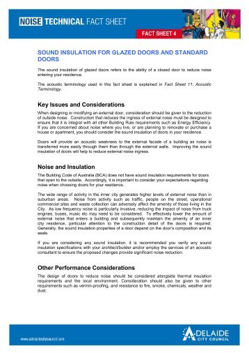 Fact Sheet 4: Sound Insulation for Glazed Doors - Adelaide City ...
