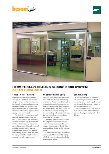 hermetically sealing sliding door system besam unislide h