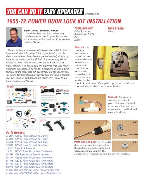1955 72 Power Door Lock Kit Installation Eckler S Late