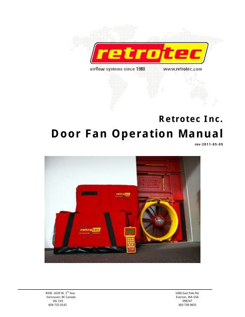 Energy Door Fan Manual Retrotec