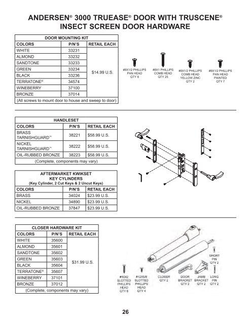 Andersen Storm Door Closer Kit In Black Color Door Closers