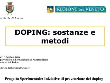 DOPING: sostanze e metodi - Provincia di Padova