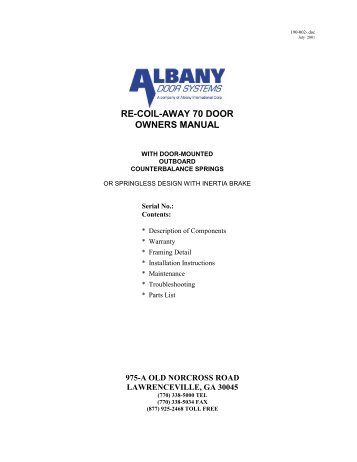 M&I Re-Coil-Away 70 - Albany Door Systems