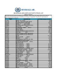 Beverage Air Service Parts Price List