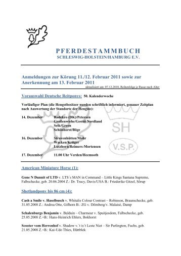 Pferdestammbuch Schleswig-Holstein/Hamburg eV