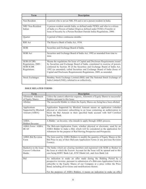 Prominent Notes: - Securities and Exchange Board of India