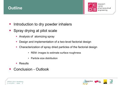 Spray drying at pilot scale - RCPE