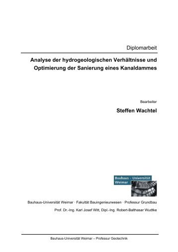 Analyse der hydrogeologischen Verhältnisse und Optimierung der ...