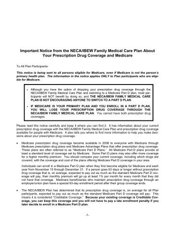 Notice of FMCP Prescription Drug Coverage and Medicare - NEBF