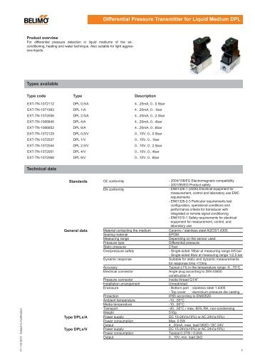 Differential Pressure Transmitter for Liquid Medium DPL